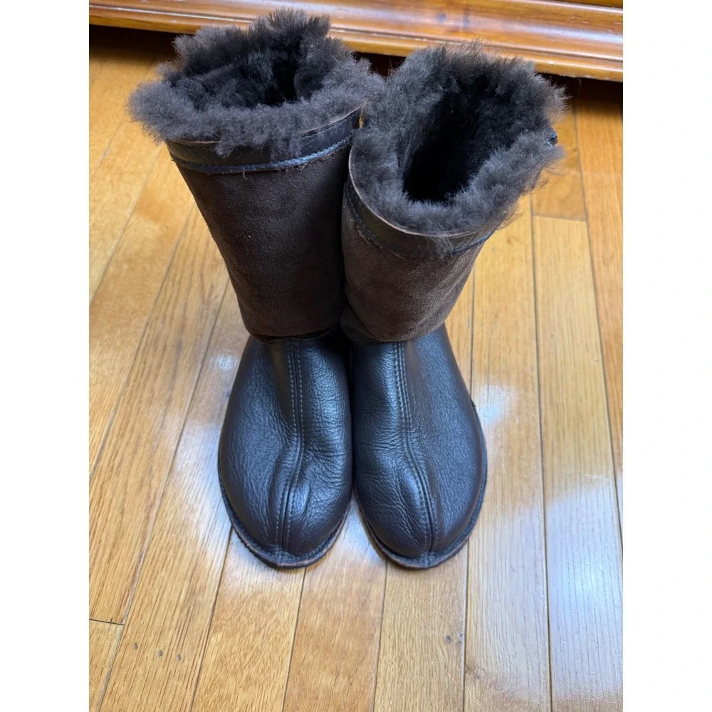 Softstar Phoenix Boots Womens 7 Brown Leather Sheepskin Barefoot Minimalist USA